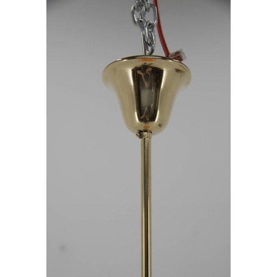 Image 1 of Lampe suspendue vintage en verre orange et laiton, Tchécoslovaquie 1980