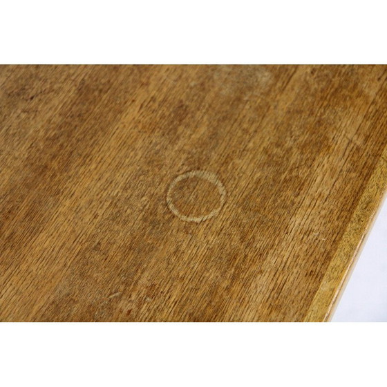 Image 1 of Table basse vintage en chêne avec cercle en verre, Suède 1960