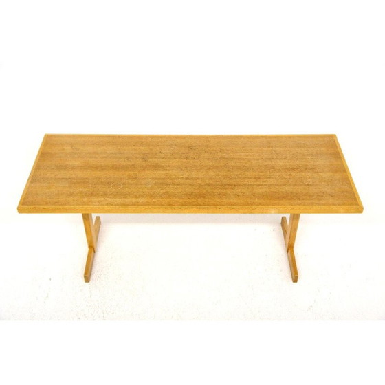 Image 1 of Table basse vintage en chêne avec cercle en verre, Suède 1960