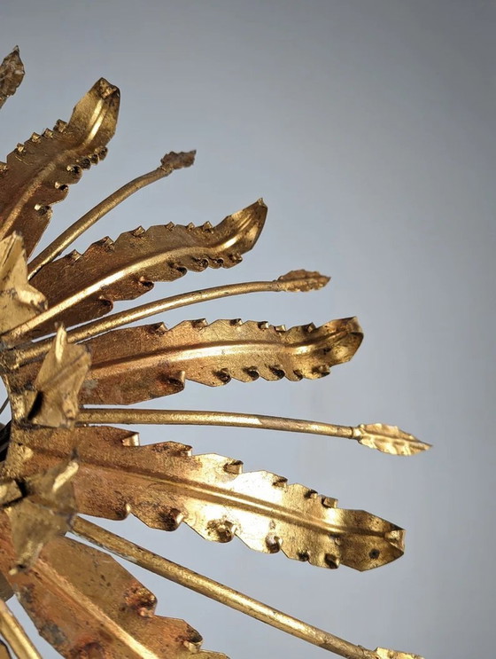 Image 1 of Lampe solaire vintage à feuilles d'or 1950S