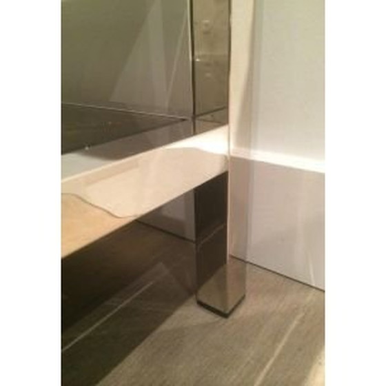 Image 1 of 2 tables d'appoint chromées vintage avec miroirs en bronze, 1970