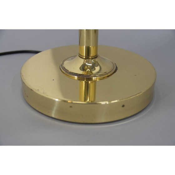 Image 1 of Paire de lampes de table vintage en laiton et métal laqué bleu, Europe 1970