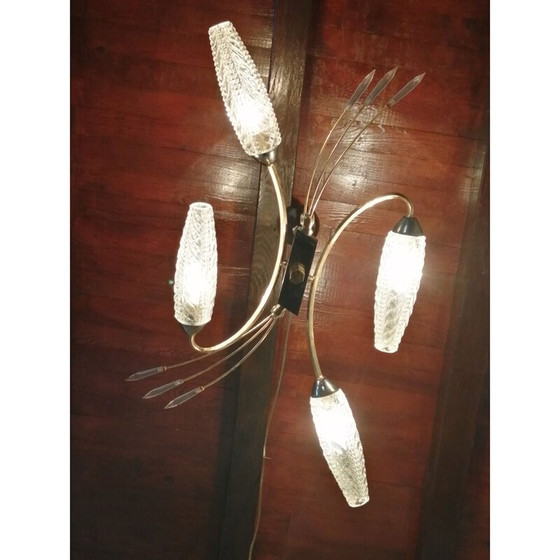 Image 1 of Lustre vintage en laiton doré en forme de poisson, 1950