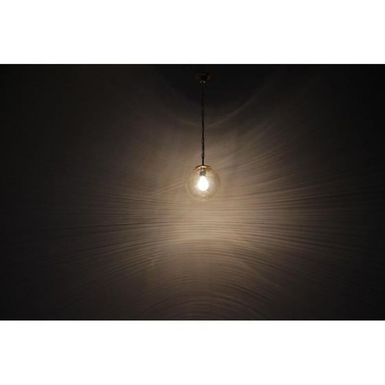 Image 1 of Lampe suspendue vintage en laiton et verre par Kamenický Šenov, Tchécoslovaquie 1970