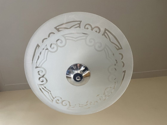 Image 1 of Lampe pendante séparée Lampe disque Art Déco 1930s French