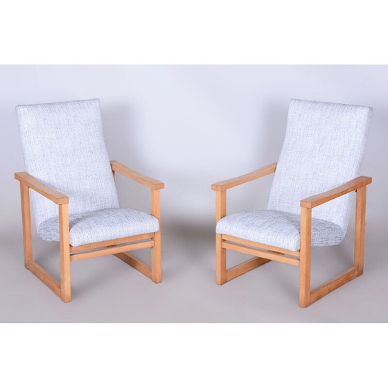 Image 1 of Paire de fauteuils vintage en hêtre, Tchécoslovaquie 1960
