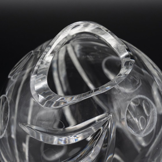 Image 1 of Vintage Wmf Crystal Glass Vase Duo Erich Jachmann 60S Mcm Oval Cut + Bubble