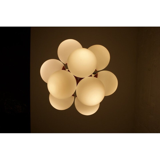 Image 1 of Lustre atomique à 12 lumières en verre opale pour Kaiser Leuchten, 1970