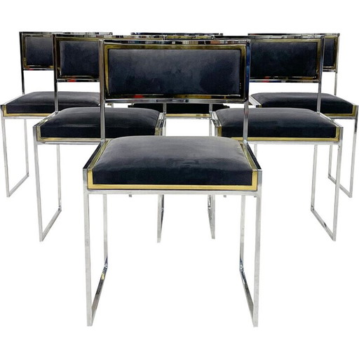 Ensemble de 6 chaises de salle à manger du milieu du siècle, Italie 1970