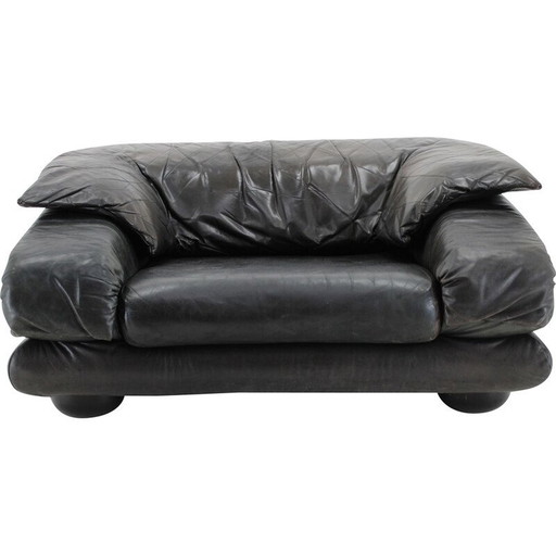 Vintage Wiener Werkstätte Brutalist letaher adjustable armchair, 1970