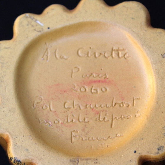 Image 1 of Pot en céramique coloré en bambou par Pol Chambost - années 1950