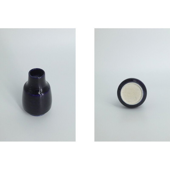 Image 1 of Vase de collection vintage en grès bleu marine foncé par Gunnar Borg pour Höganäs Keramik, Suède 1960