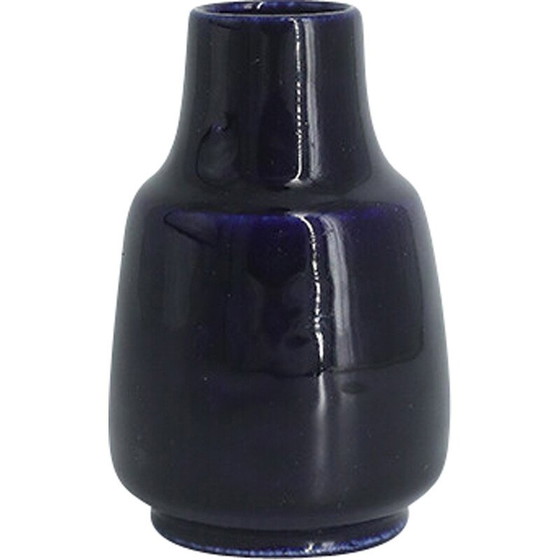 Image 1 of Vase de collection vintage en grès bleu marine foncé par Gunnar Borg pour Höganäs Keramik, Suède 1960