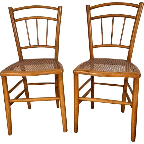 Image 1 of Paire de chaises cannées vintage en bois