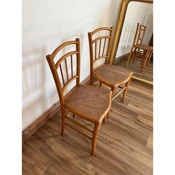 Image 1 of Paire de chaises cannées vintage en bois