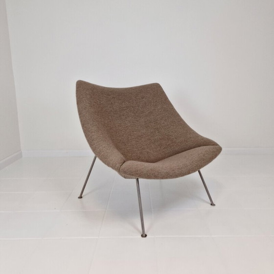 Image 1 of Fauteuil Vintage Oyster avec ottoman pieds en métal nickelé par Pierre Paulin pour Artifort, 1960