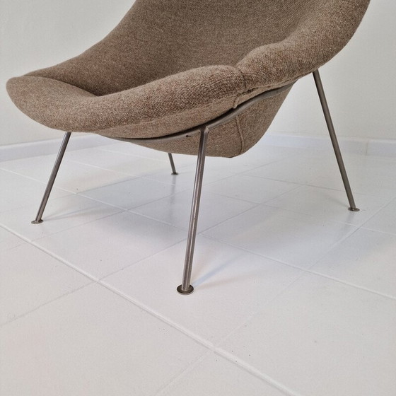 Image 1 of Fauteuil Vintage Oyster avec ottoman pieds en métal nickelé par Pierre Paulin pour Artifort, 1960