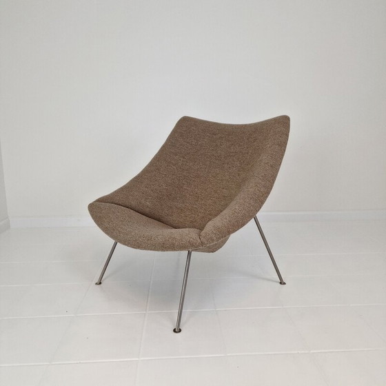 Image 1 of Fauteuil Vintage Oyster avec ottoman pieds en métal nickelé par Pierre Paulin pour Artifort, 1960