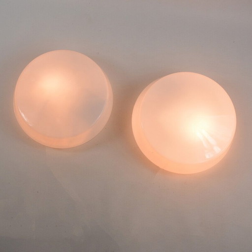 Paire de plafonniers blancs vintage par Rudolf Zimmermann pour Rzb Bamberg, Allemagne 1970