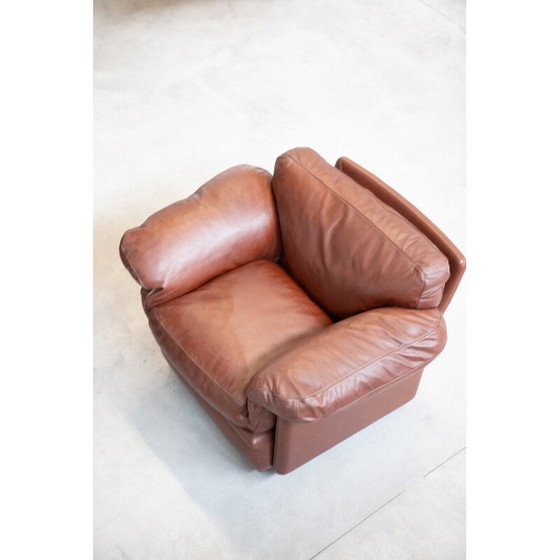 Image 1 of Ensemble de salon vintage en bois de hêtre et cuir, Italie 1990