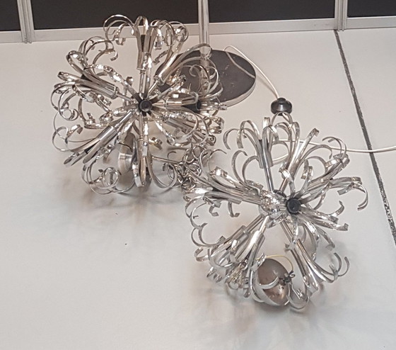 Image 1 of 3X lampadaires et plafonniers italiens Sputnik chromés