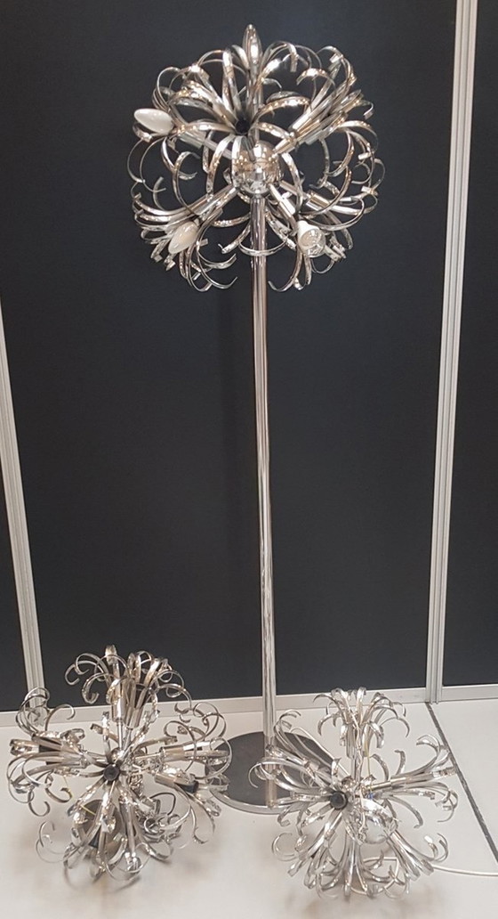 Image 1 of 3X lampadaires et plafonniers italiens Sputnik chromés