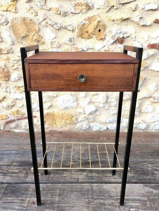 Table d'appoint vintage avec porte-revues 1960's