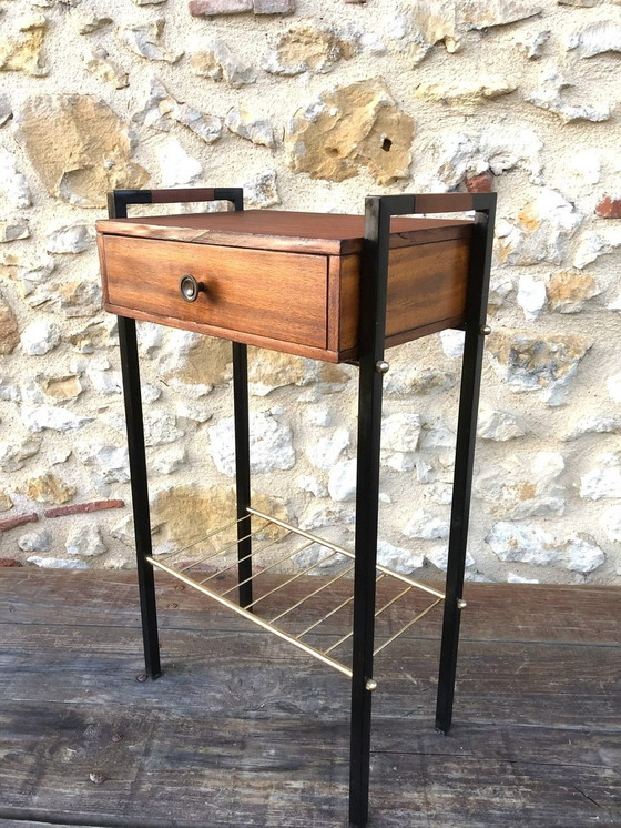 Image 1 of Table d'appoint vintage avec porte-revues 1960's