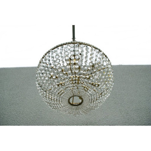 Lustre autrichien en verre de cristal vintage par Bakalovits and Sons, années 1950