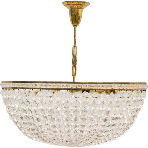 Lustre autrichien en verre de cristal vintage par Bakalovits and Sons, années 1950