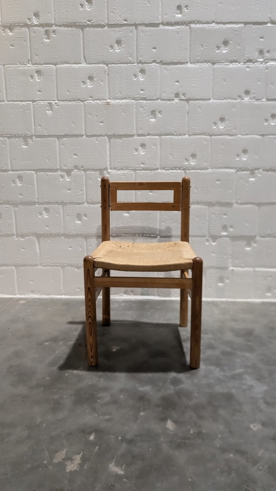 Image 1 of Chaises brutalistes Bois de pin et corde de papier