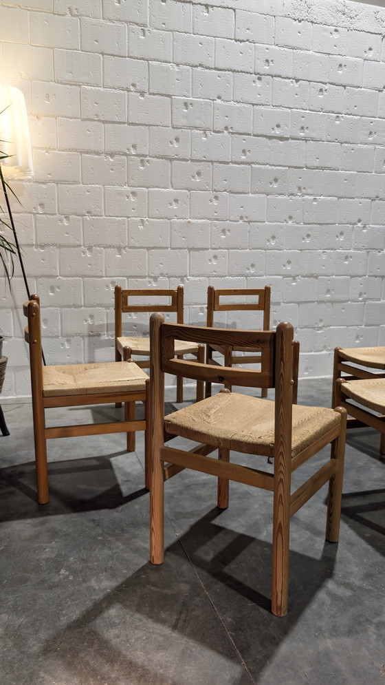 Image 1 of Chaises brutalistes Bois de pin et corde de papier
