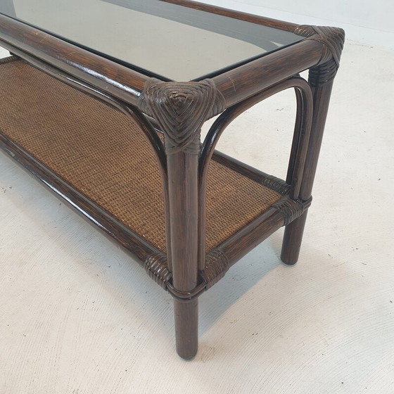Image 1 of Table basse italienne vintage en bambou et rotin, 1980