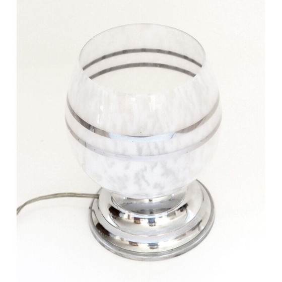 Image 1 of Lampe vintage en verre clichy avec filets argentés