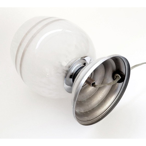 Image 1 of Lampe vintage en verre clichy avec filets argentés