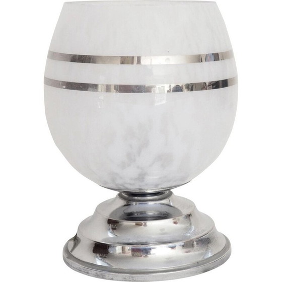 Image 1 of Lampe vintage en verre clichy avec filets argentés