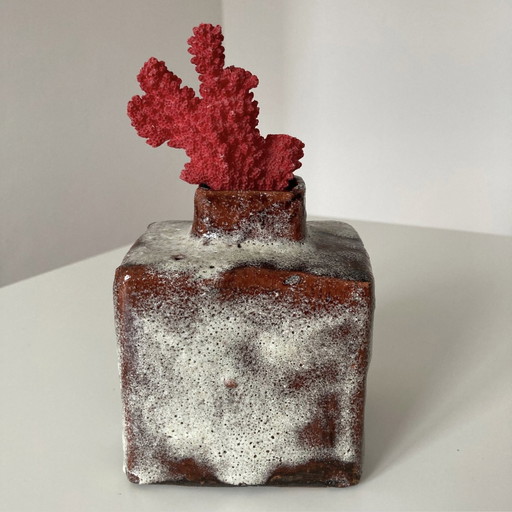 Fat Lavavase Vintage Dutch Red Glazing, Handmade, 50/60Th, Art Pottery, Collectable