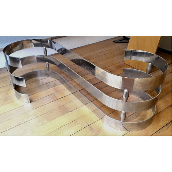 Image 1 of Table basse vintage en verre fumé, 1970