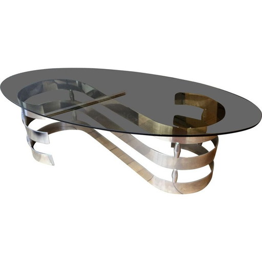 Table basse vintage en verre fumé, 1970