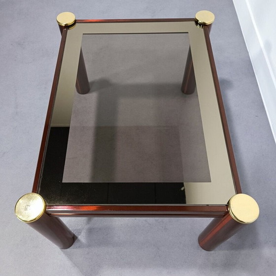 Image 1 of Table de salon vintage Fedam bordeaux et or