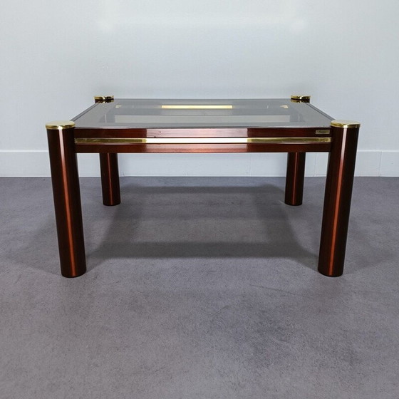 Image 1 of Table de salon vintage Fedam bordeaux et or