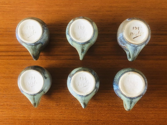 Image 1 of  Service à liqueur en grès flammé Art Nouveau de Denbac, ensemble de 7 pièces