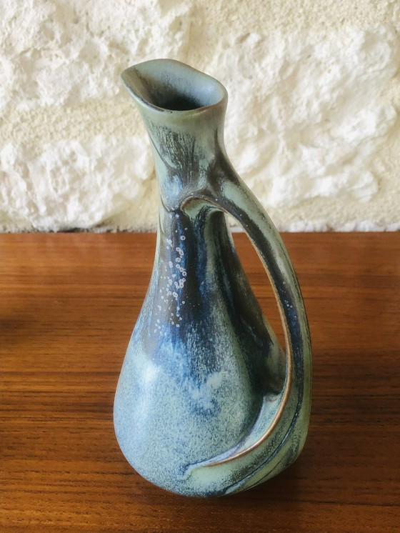 Image 1 of  Service à liqueur en grès flammé Art Nouveau de Denbac, ensemble de 7 pièces