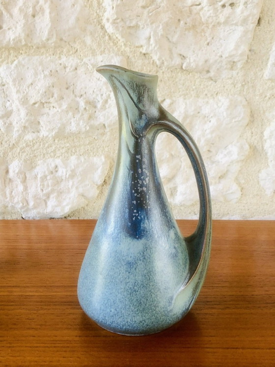 Image 1 of  Service à liqueur en grès flammé Art Nouveau de Denbac, ensemble de 7 pièces