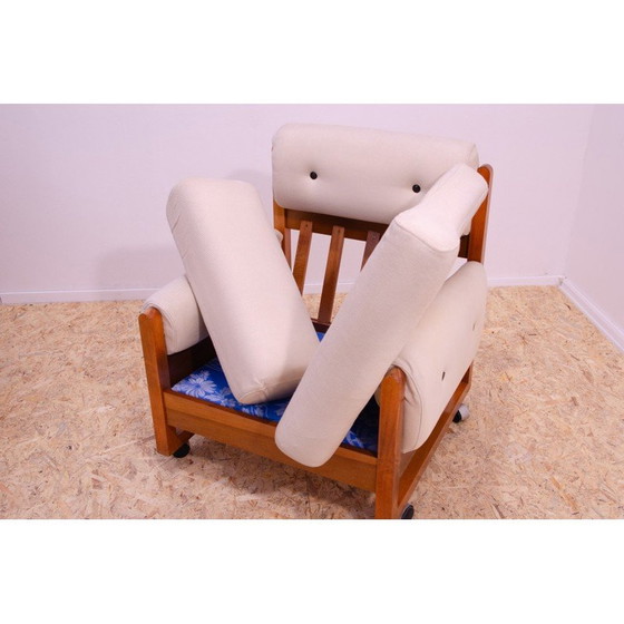 Image 1 of Paire de fauteuils vintage en bois de hêtre et tissu, 1970