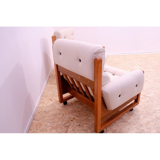 Image 1 of Paire de fauteuils vintage en bois de hêtre et tissu, 1970
