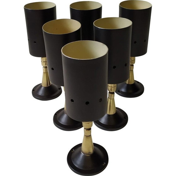 Image 1 of Ensemble de 6 petits projecteurs italiens vintage, années 1950