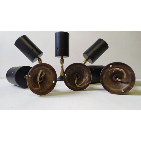 Image 1 of Ensemble de 6 petits projecteurs italiens vintage, années 1950