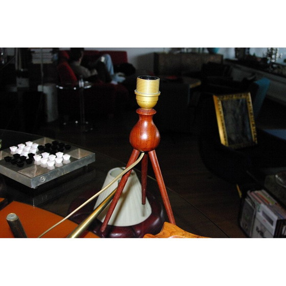 Image 1 of Lampe vintage en forme de voiture lunaire en teck massif par Severin Hansen pour Haslev Mobelsnedkeri, Danemark 1960