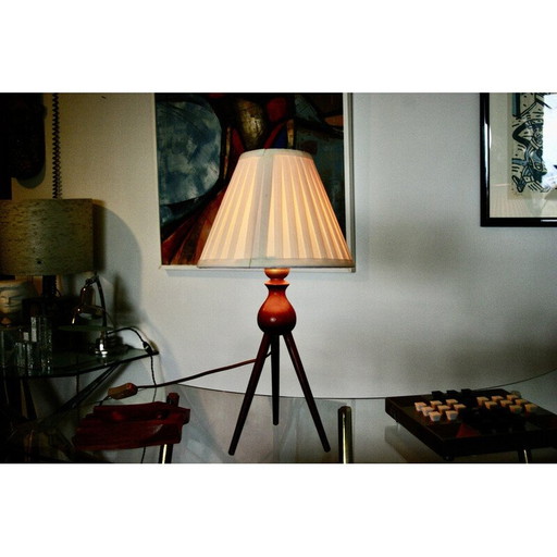 Lampe vintage en forme de voiture lunaire en teck massif par Severin Hansen pour Haslev Mobelsnedkeri, Danemark 1960